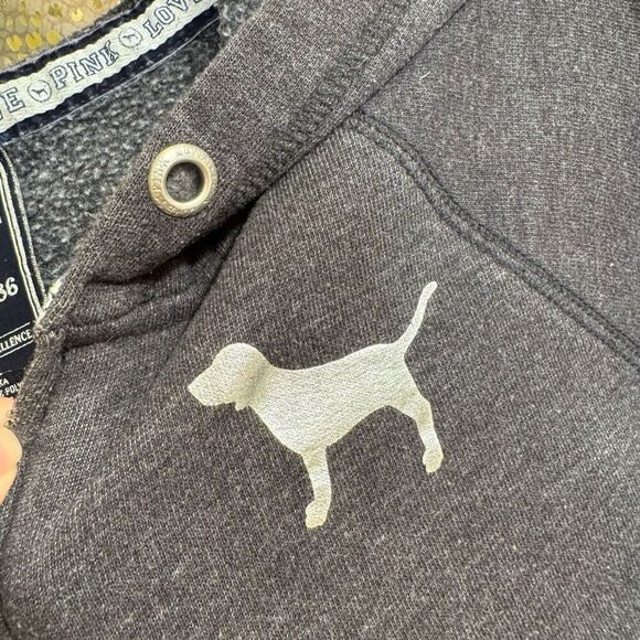 Vintage Y2K PINK Victorias Secret Wish For Pink Gray Blue Rhinestone Hoodie Smal - Picture 4 of 9